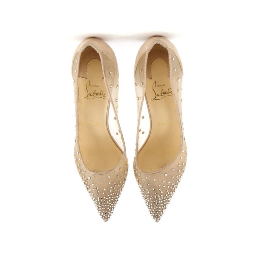 Christian Louboutin Women's Follies Strass Pumps Crystal Embellished Mesh 100 - Picture 2 of 6
